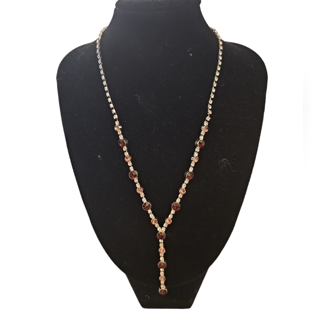 NWOT Purple and White Rhinestone Lariat Y style Necklace